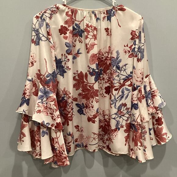 Misa Los Angeles Womens Leona Top Small White Floral Bell Sleeve Boho Romantic - Picture 7 of 12